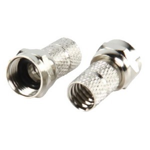 Brass F-Type Twist On Satellite Connector - Brass Material, Silver Color, Surface Treated with Paint | Ideal for Secure Satellite Connections