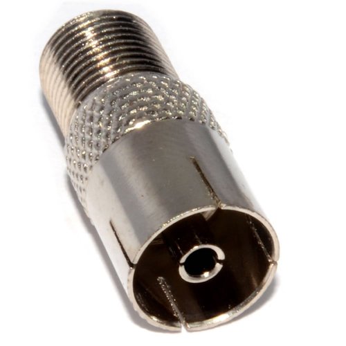 Brass RF Female to F Female Adaptor - Solid Brass Material, Silver Color with Durable Painted Surface | Reliable Connection for RF Applications