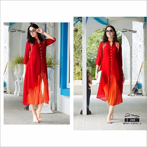 Red Georgette Kurti