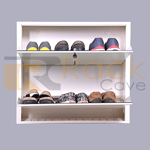 Black 2 Shelves Shoe Rack