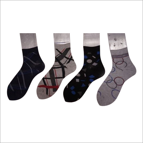 Grey And Black Printed Ankle Socks