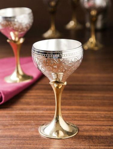 Ss Silver Coated Brass Glass Set