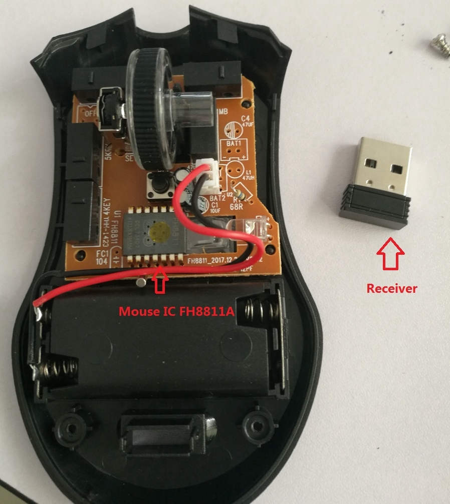 Wireless Mouse IC Optical sensor FH8811 with Receiver DPI14L 3-6 buttons CPI  1200(default)/1600/800 No need transmitting module