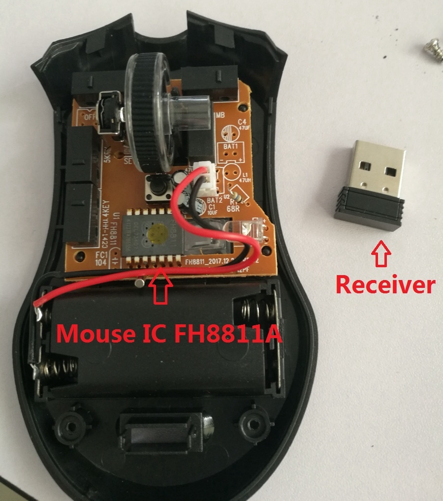 Wireless Mouse IC Optical sensor FH8811 with Receiver DPI14L 3-6 buttons CPI  1200(default)/1600/800 No need transmitting module