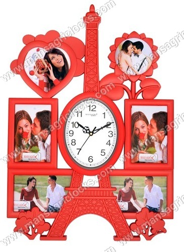 Premium Eiffel Tower Clock with 6 Family Photos