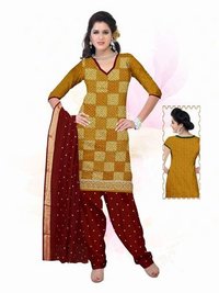Golden Lace Border Ati Work Dress material