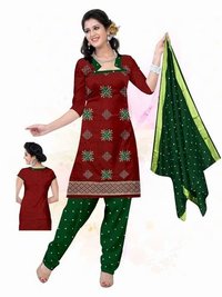 Latest Red & Green Ati work Dress material