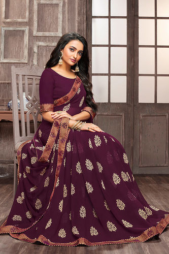 Violet Fancy Border Saree