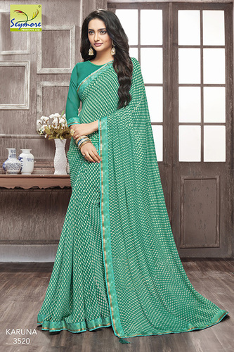 Georgette Border Saree - Sky Blue Color, 5.5 Mtr Length with 0.80 Mtr Blouse | Soft Touch, Eye-Catchy Look, Comfortable to Wear, Traditional Design