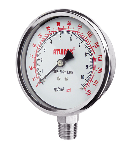 Stainless Steel Pressure Gauge - 1.5 to 6 Inch Diameter | High Accuracy Liquid-Filled Liquid & Gas Compatible