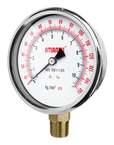 Stainless Steel Case Pressure Gauge Accuracy: A 2.5 (Option: A 1.6%