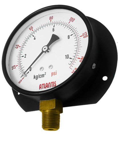 Black Steel Case Pressure Gauge - Copper Alloy, 1.5 to 6 Inch Diameter | Analog Measurement, IP32 Protection, Customizable Scale and Color