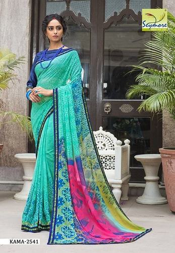 Sky Blue Designer Party Wear Saree