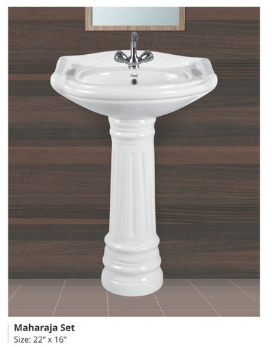 Maharaja Set - Ceramic, 22x16 Inches , Polished White Finish, Two-Piece Design