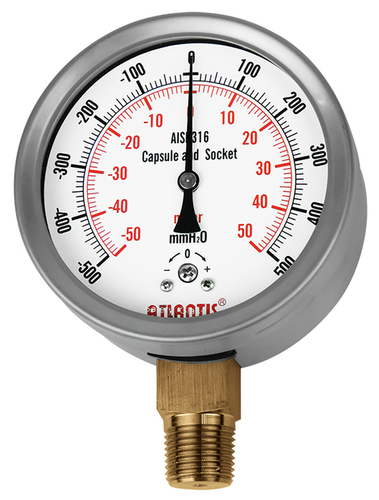 Stainless Steel Case Micro Pressure Gauge Accuracy: For 2A