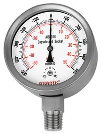 Steel Micro Pressure Gauge - Stainless Steel, 4 & 6 Inch Sizes | Accurate Â±3% | Customizable Dial & Scale, Ideal For Gas, Oil, Steam, Water