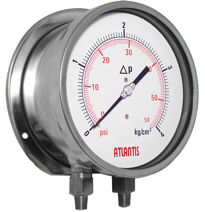 Bellow Type Stainless Steel Differential Pressure Gauge Accuracy: 3% (Std.) / 2% (Option) %