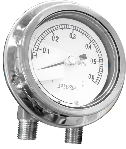 Single Diaphragm Dual Bellows Differential Pressure Gauge Accuracy: 2.0 %