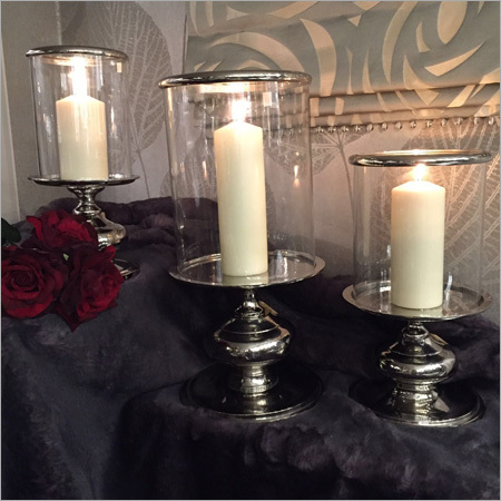 Brass Candle Holders With Glass Cover