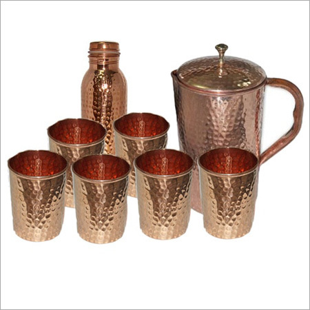 Copper Jug Set - 2 Litre Capacity, Golden Finish | Alloy Material, Easy to Clean, Ayurvedic Health Benefits, Elegant Gifting Option