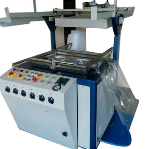 Grey And Blue Semi Automatic Thermocol Plate Making Machine