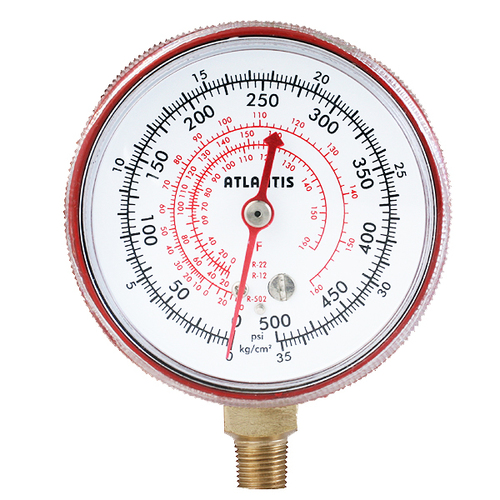 Refrigeration Pressure Gauge - Copper Alloy, 2.5 Inch Diameter, Black Enamel Finish | OEM Service, Various Refrigerant Compatibility, Adjustable Temperature Scale