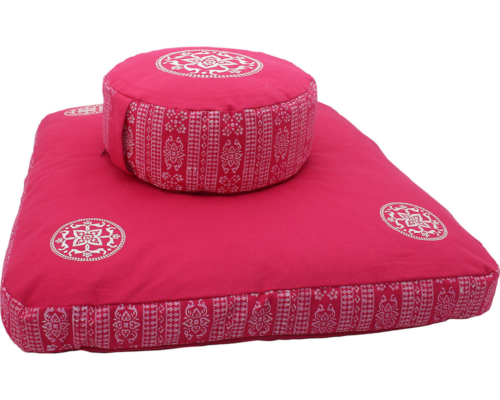 Meditation Cushion set- Block Print Pink