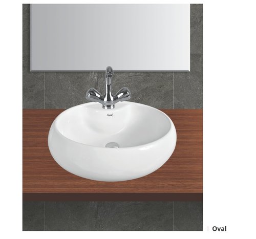 Oval Shaped Countertop Ceramic Wash Basin - 12 Inch Polished Finish | Scratch Resistant, Deck Mounted Installation, Elegant Design