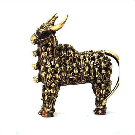 Golden Brass Nandi Statue