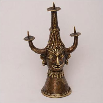 Golden Metal Brass Handicraft Tribal Candle Stand