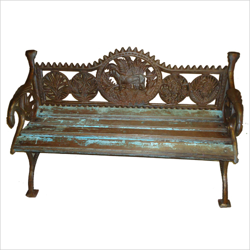 Cast Iron Beanch With Wooden Seat