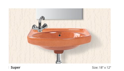 Super Basin - Ceramic, 8x12 Inches Round | Polished, Wall Mounted, One Piece Design