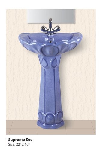 Blue Rustic Wash Basin Pedestal