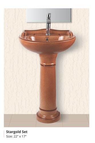 Yellow Rustic Wash Basin Pedestal