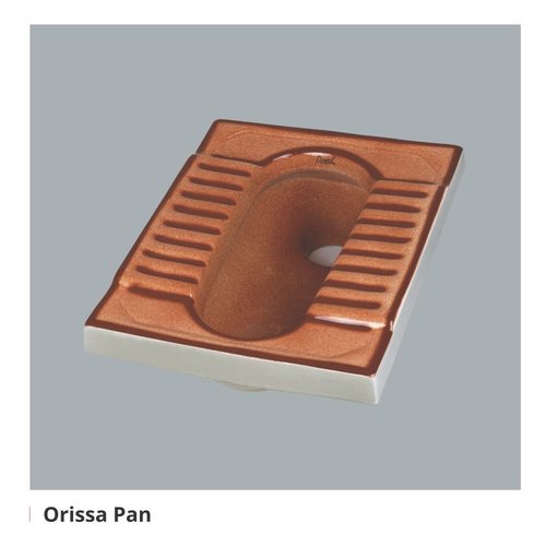 Orissa Pan - Ceramic, 15x14 Inches, Polished Brown Finish | Wall Mounted, Square Shape, One Piece Structure