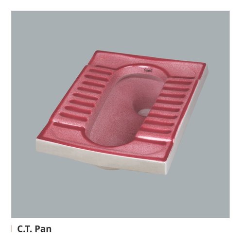 Ceramic CT Pan - 12x14 Inches, Red Square Design | Polished Floor Mounted, One-Piece Structure