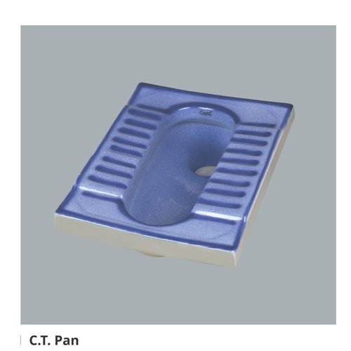 Ceramic CT Pan - 12x14 Inches, Blue Color | Floor Mounted, Polished Surface Finishing, Two-Piece Design