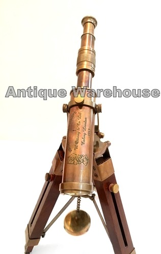 Engraved Brass Antique Telescope With Tripod balcony Decor