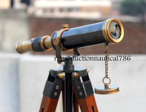 Brass Two Tone Telescope With Tripod Spy Glass Telescope