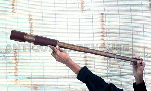 Vintage Brass Leather Telescope Spy Glass