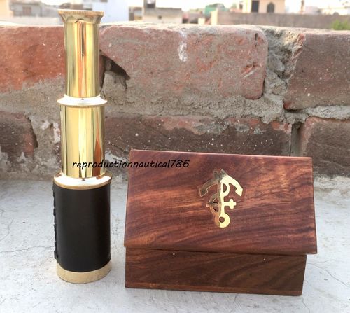 Brass Pocket Telescope Wooden Box