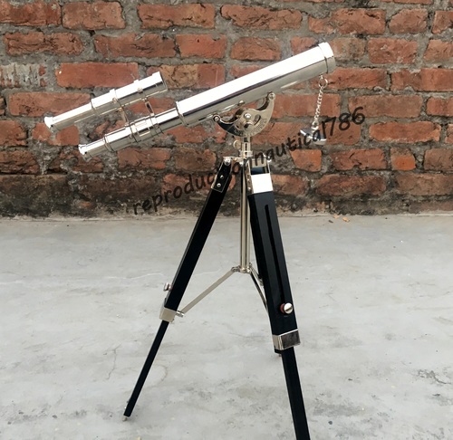 Double Barrel Chrome Telescope Handmade Tripod