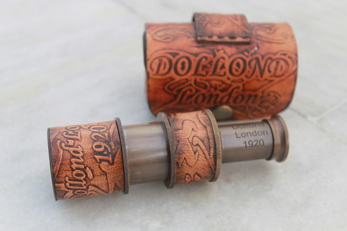 Brass Mini Antique Telescope With Case