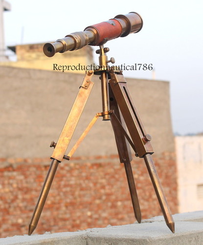 Brass Antique Tripod Handmade Master Spy Glass Telescope