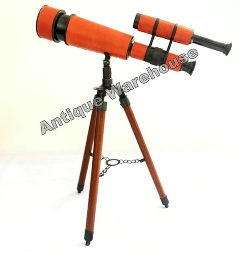 Single Wood Tripod Nautical Spy Glass Telescope