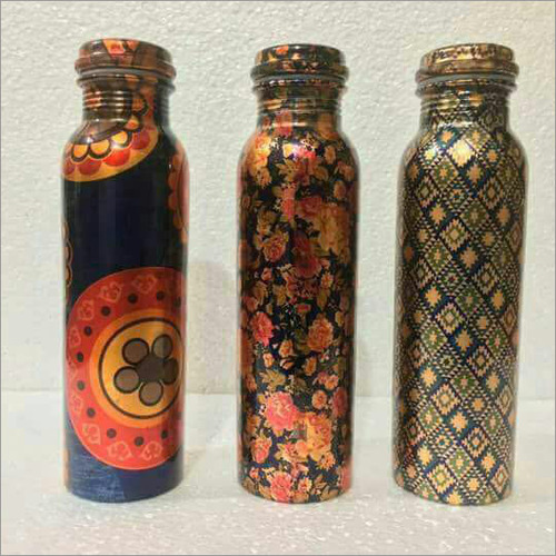 Brown Printed Copper Water Bottle