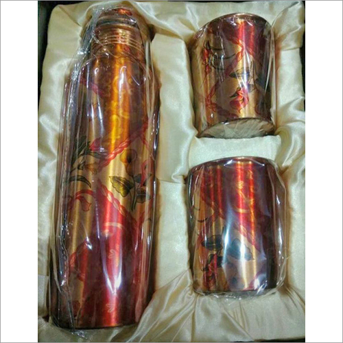 Insulated Printed Water Bottle - Alloy, Round Shape | Brown & Red Painted Surface, Grade A Quality
