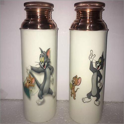 White Designer Copper Water Bottle