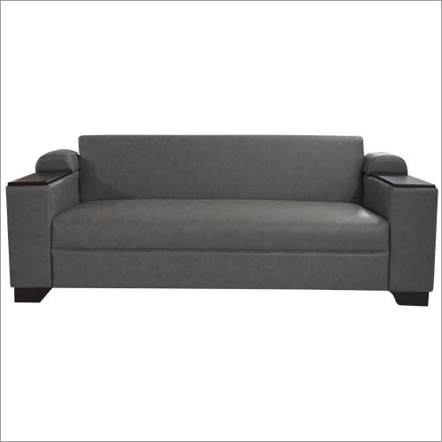 Steel Grey Leatherette Three Seater