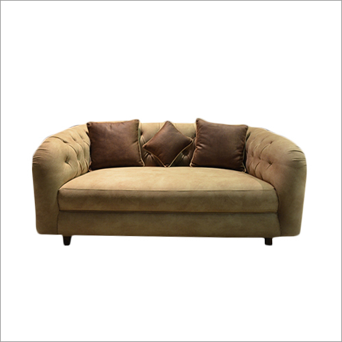 Beige Textured Velvet Two Seater
